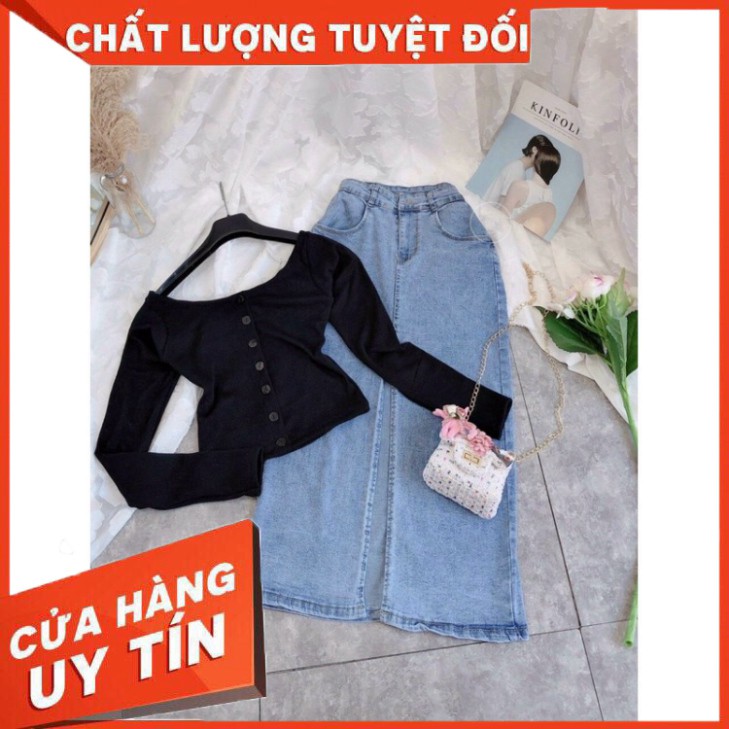 SÉT ÁO HỞ VAI + CHÂN VÁY XẺ MẪU MỚI TINH 2021