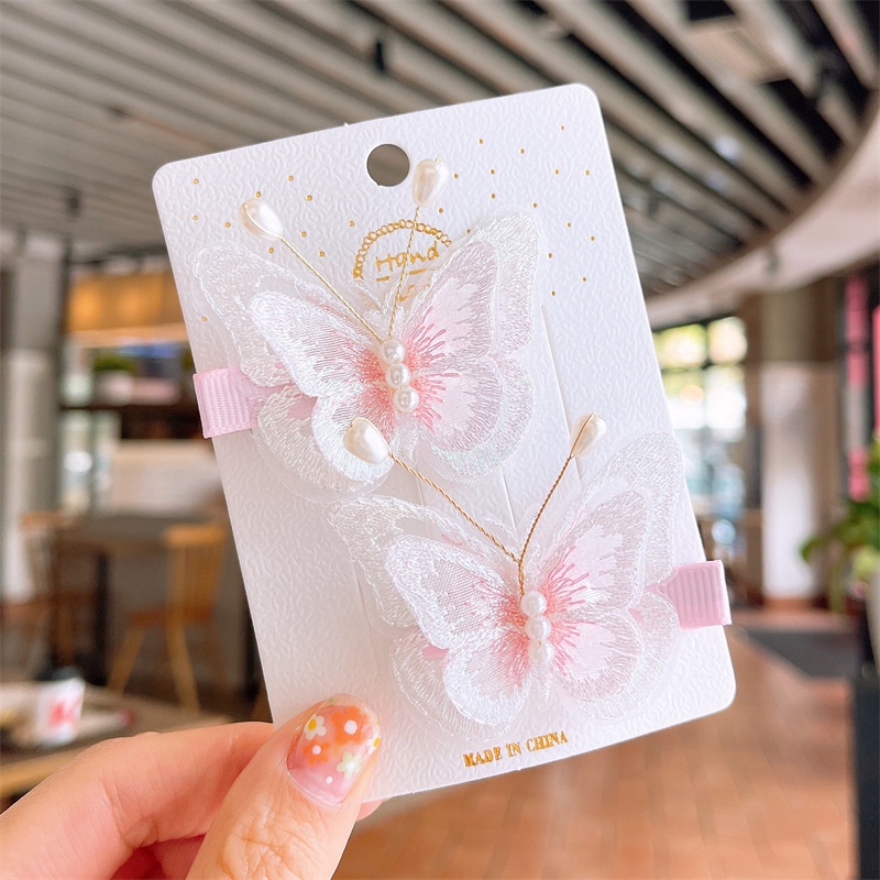 Set 2 Kẹp Tóc Hình Bướm Xinh Xắn Cho Bé Gái