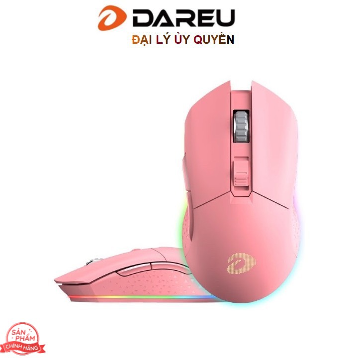 Chuột không dây Gaming Dareu EM901 Pink - Wireless ( Sử dụng pin sạc trong ) - LED viền RGB