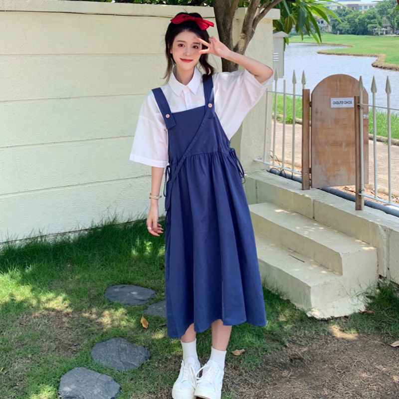 Set Áo Sơ Mi Dài Tay + Đầm Yếm Size Lớn Thời Trang Dành Cho Nữ