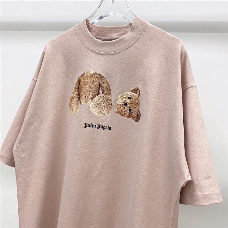 Áo PALM ANGELS Bear PINK Unisex - Áo phông form rộng tay lửng vải Cotton Unisex Streetwear Streetstyle Ulzang