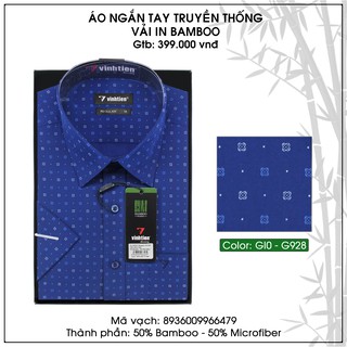 Áo sơ mi bamboo ngắn tay dáng regular vĩnh tiến g928