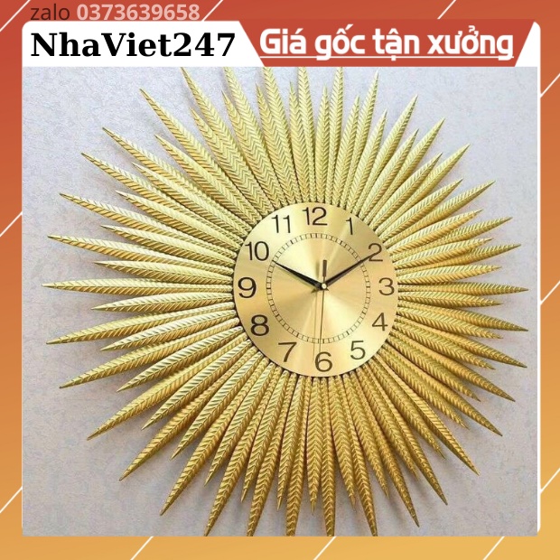 Đồng Hồ Treo Tường Trang Trí Mặt Trời Vàng,mã 1982-Kt 70cm-tranh 3d kim loại,decor đẹp,giá rẻ-quà tặng ý ngĩa-bh 5 năm
