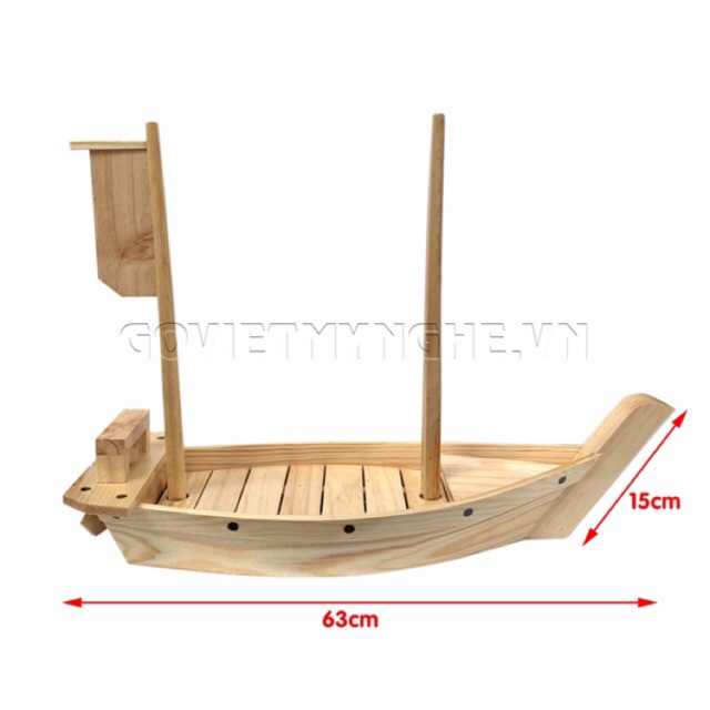 [Dài 63cm - Hàng chuẩn Nhật] Khay thuyền sushi sashimi thuyền gỗ đựng sushi sashimi - khay thuyền gỗ sushi thuyền để lẩu