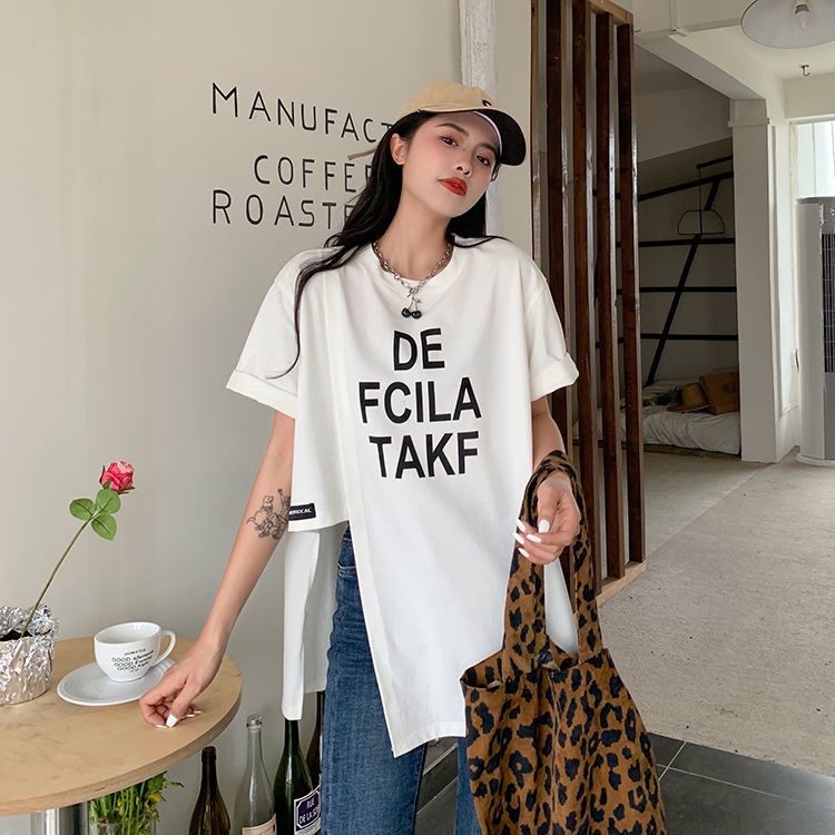 Áo thun IELGY tay ngắn dáng rộng in chữ phong cách cổ điển thời trang cho nữ