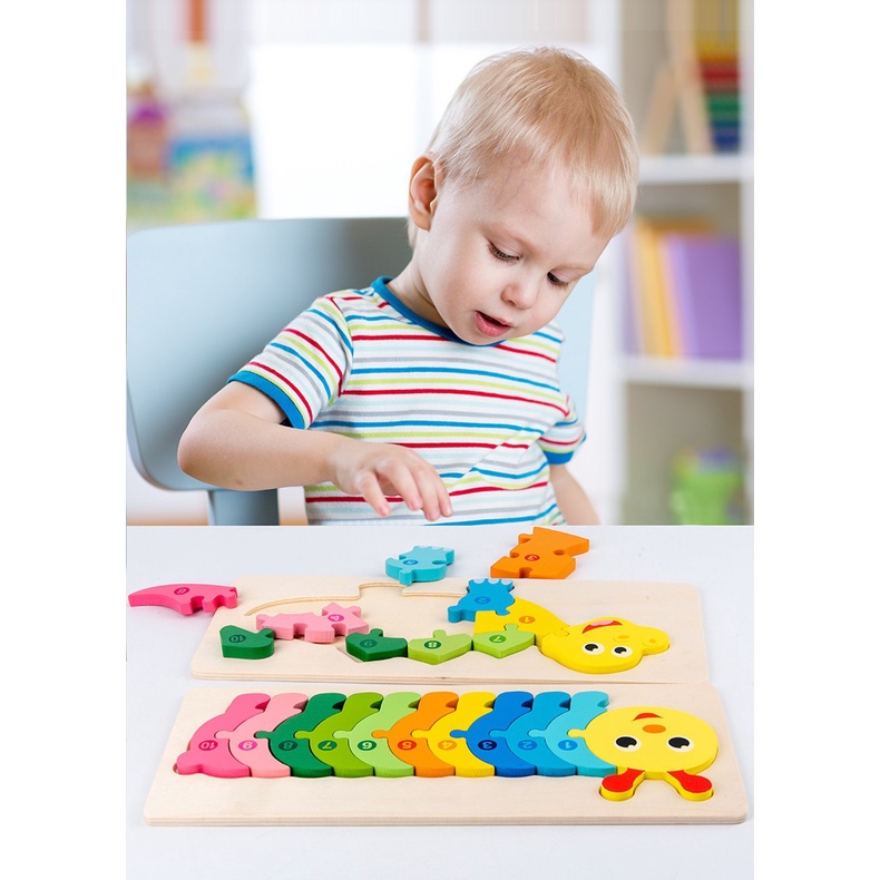 Bảng gỗ nổi 3D có số cho bé tập xếp hình và phát triển tư duy