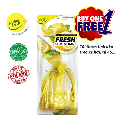 [MUA 1 TẶNG1] Túi Thơm Treo Xe Tinh Dầu Thiên Nhiên Natural Fresh Fresh Bag