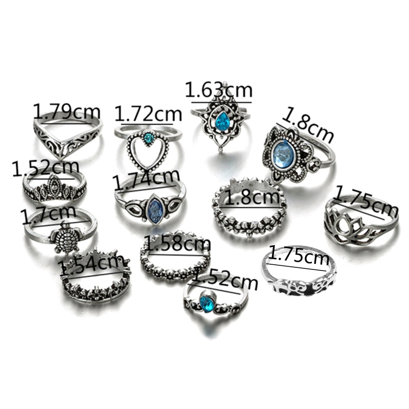 Set 13 Nhẫn Hoa Đính Đá Phong Cách Boho