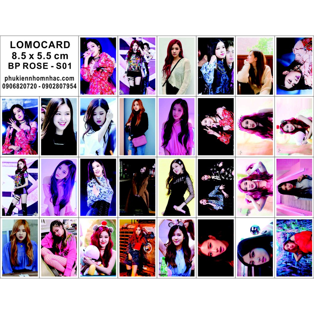 Lomocard hình nhóm BlackPink và thành viên Jennie, Jisoo, Lisa, Rose