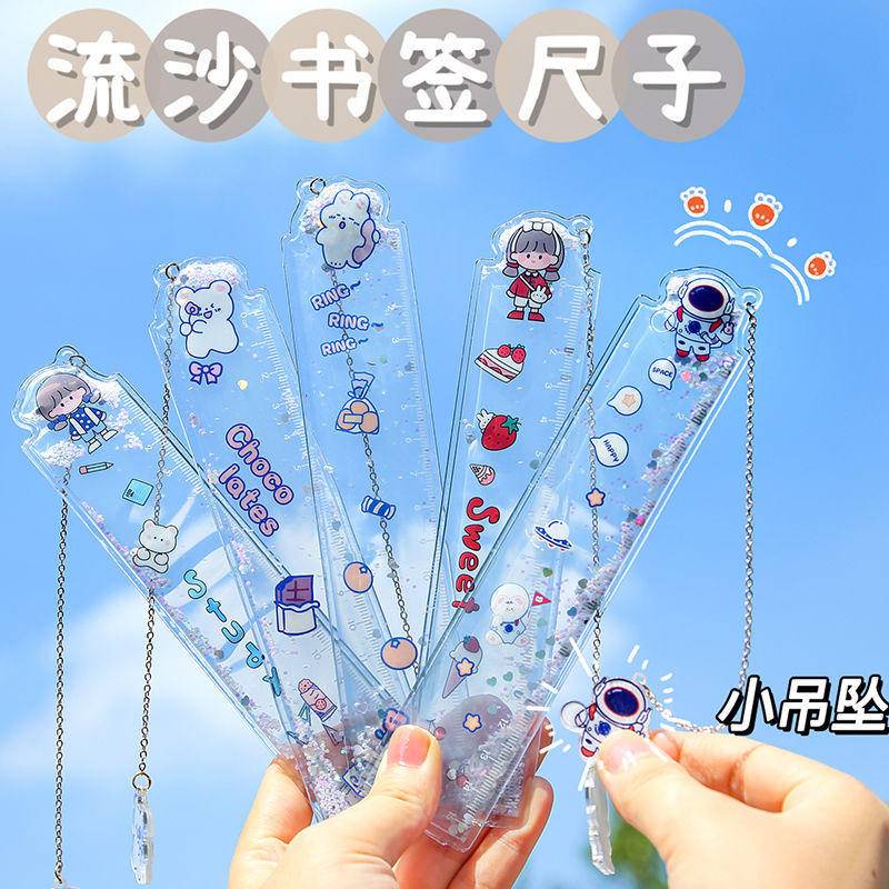 ⭐ iLado ⭐ Thước đo kích thước Thước kẻ dễ thương trong suốt học sinh Hoạt Hình mini đồ dùng học tập 15cm quà tặng học sinh In Họa Tiết Hoạt Hình Tiện Lợi Có thể được sử dụng làm dấu trang