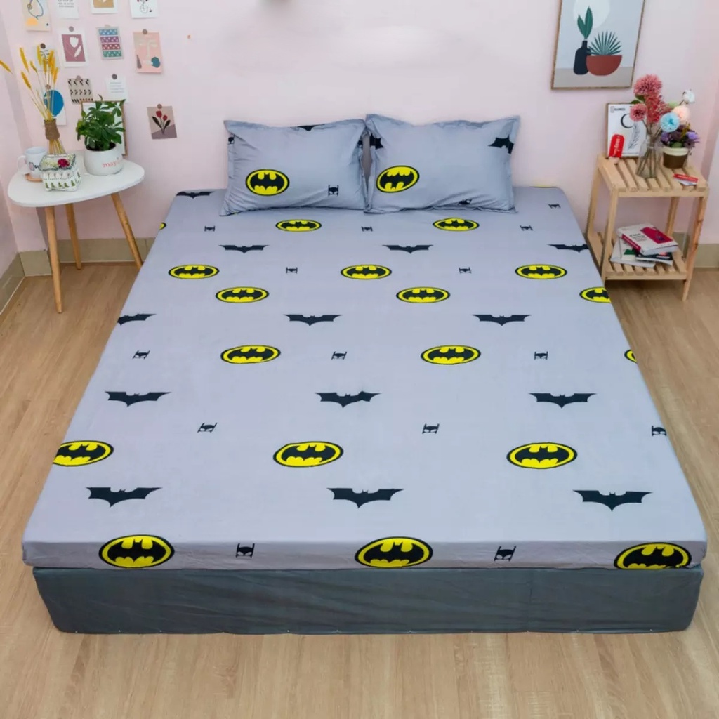 Ga gối Poly Cotton, Bộ ga kèm 2 vỏ gối 45x65cm mẫu Batman Hàng Y Ảnh, ga gối NguyetBedding | BigBuy360 - bigbuy360.vn