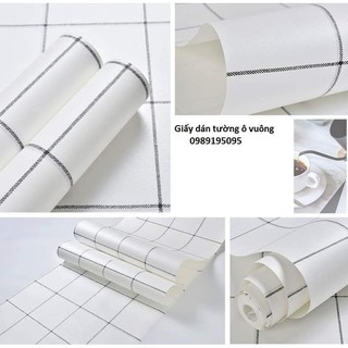 giấy dán tường kẻ ô vuông trắng