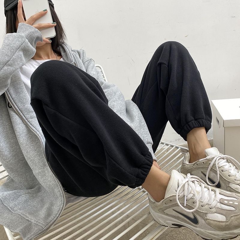 Quần nỉ jogger nam nữ ống rộng bo gấu sweatpants mùa đông