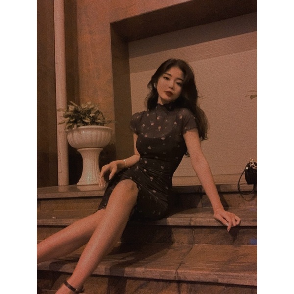 Đầm Hoa Nhí Dáng Dài Ôm Body Tôn Dáng