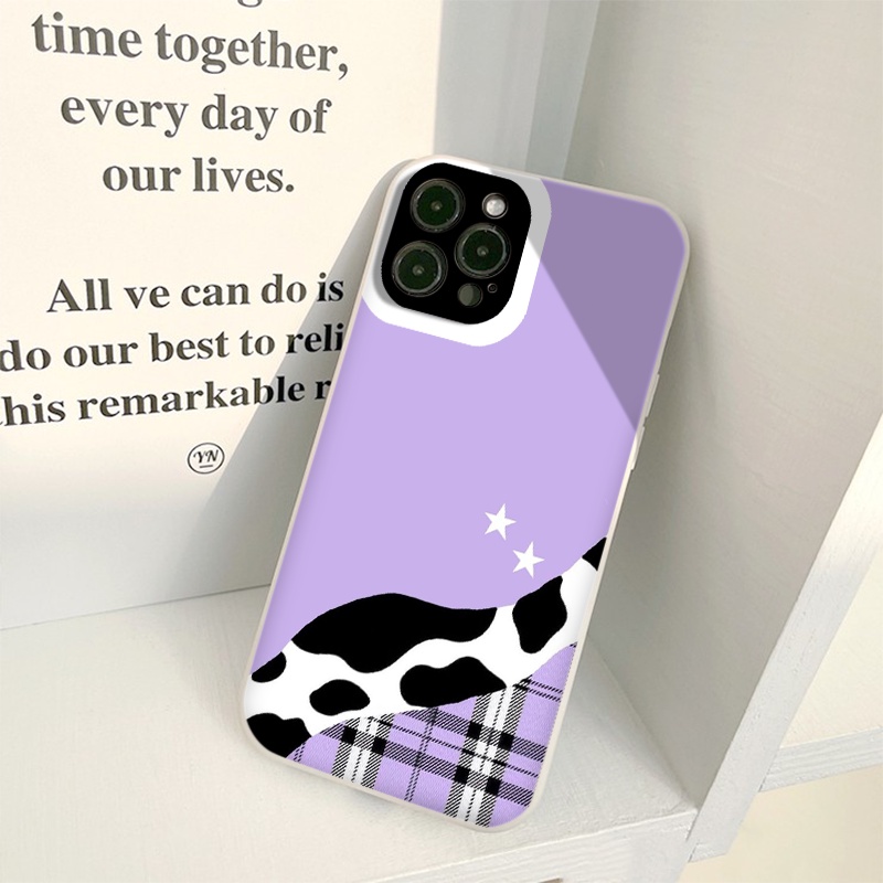 Ốp iphone - Ốp lưng iphone cạnh vuông viền camera Caro bò sữa dành cho ip 6 đến 14promax - ng158