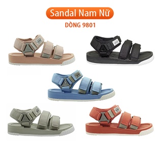 Sandal Vento chính hãng nam nữ SD-9801 3 quai dán, Dép quai hậu đế bệt đi học đi làm