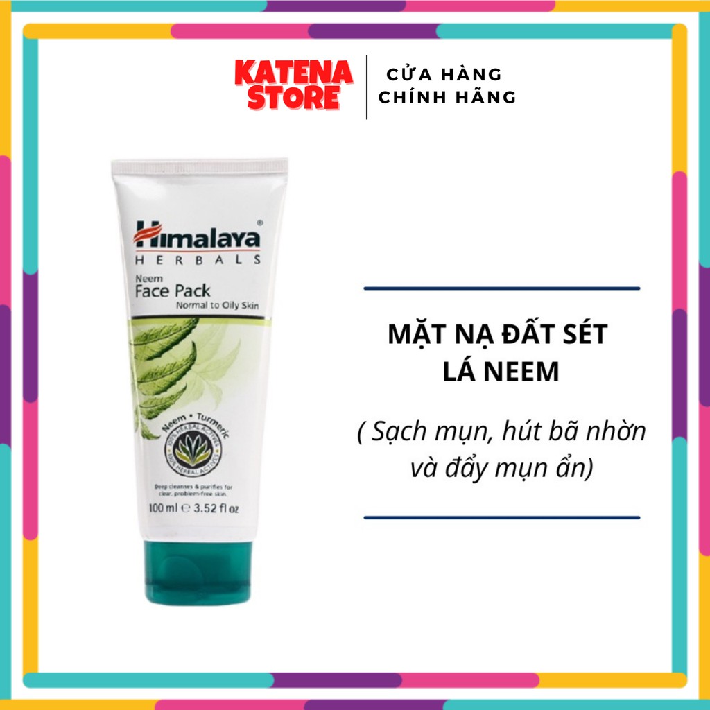 [Nhập khẩu, có tem phụ tiếng Việt] Mặt nạ đất sét lá neem loại bỏ mụn, bã nhờn và mờ thâm Himalaya Neem Face Pack 100ml