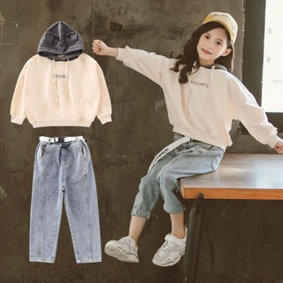 [SẴN, SHIP 24H]  Thời trang cho bé gái 14 tuổi (3 - 12 tuổi)  ☑️ Set Áo + Quần denim phong cách Hàn Quốc
