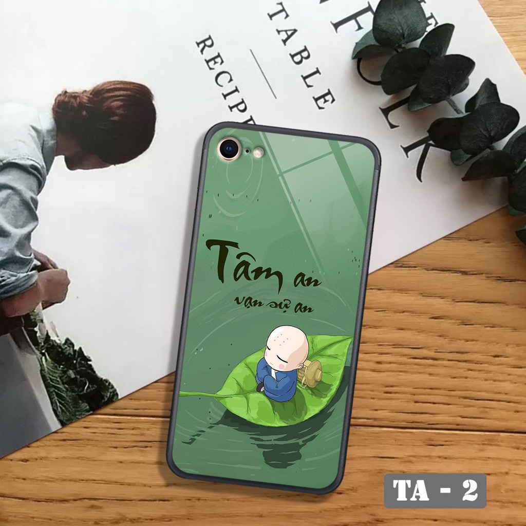 Ốp in hình Hoa Sen Trắng chữ An iPhone 5/5s/5SE - iPhone 6 - iPhone 6s - iPhone 7 - iPhone 8 trên mặt lưng kính 3D đẹp