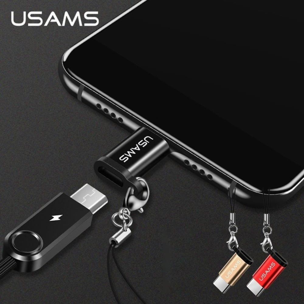 Đầu Adapter chuyển đổi Micro USB sang cổng Type-C Usams cho điện thoại, máy tính bảng, Macbook