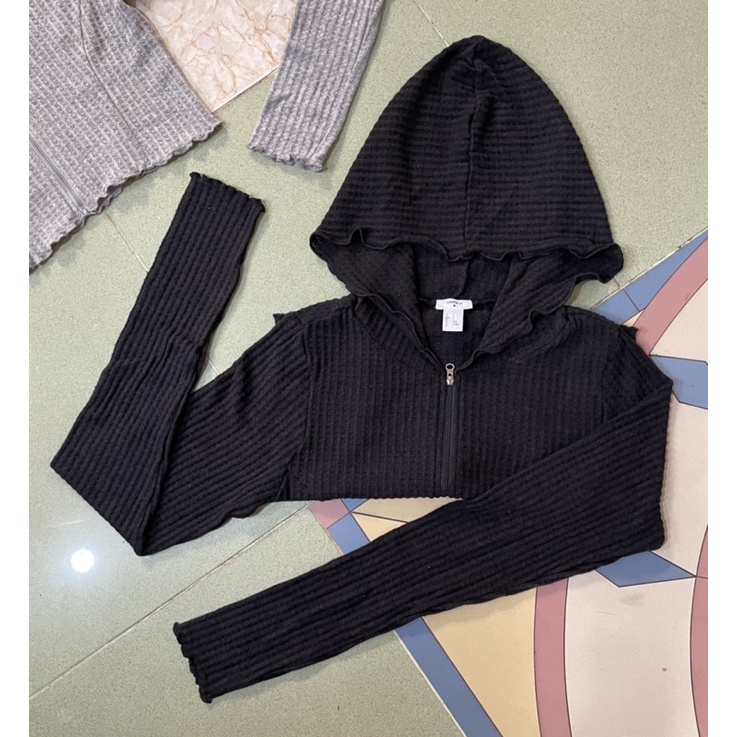 Áo Khoác F21 Dư Xịn Form Lửng Thể Thao Cá Tính Xám Size S