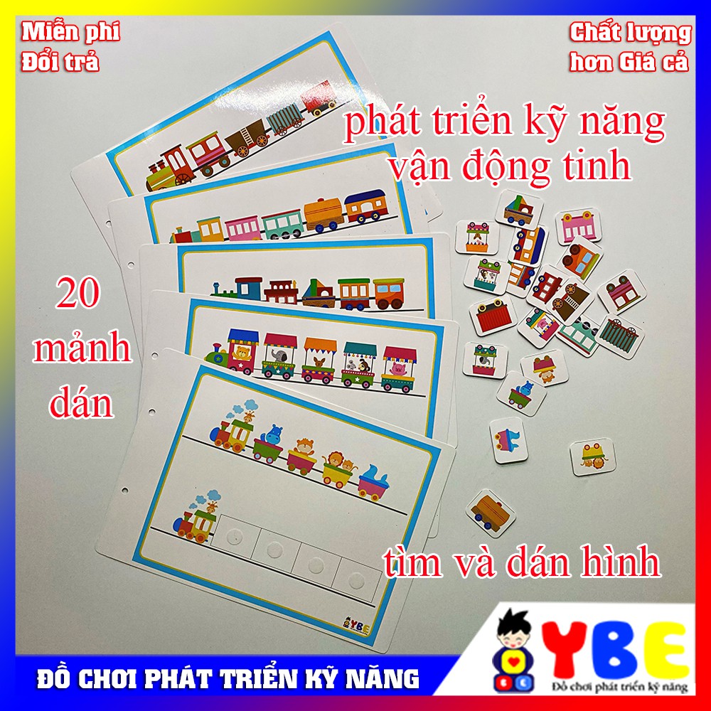 Đồ chơi học liệu bóc dán ghép toa xe lửa phát triển kỹ năng vừa chơi vừa học phương pháp montessori cho bé từ 1 tuổi