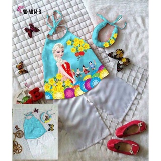 Set yếm lụa kèm mấn cho bé gái