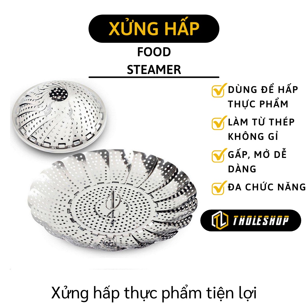 Xửng Hấp - Khay Hấp 24cm Xòe Cánh, Gấp Gọn, Vỉ/ Rổ Hấp Inox Bền Đẹp Tiện Dụng 3231