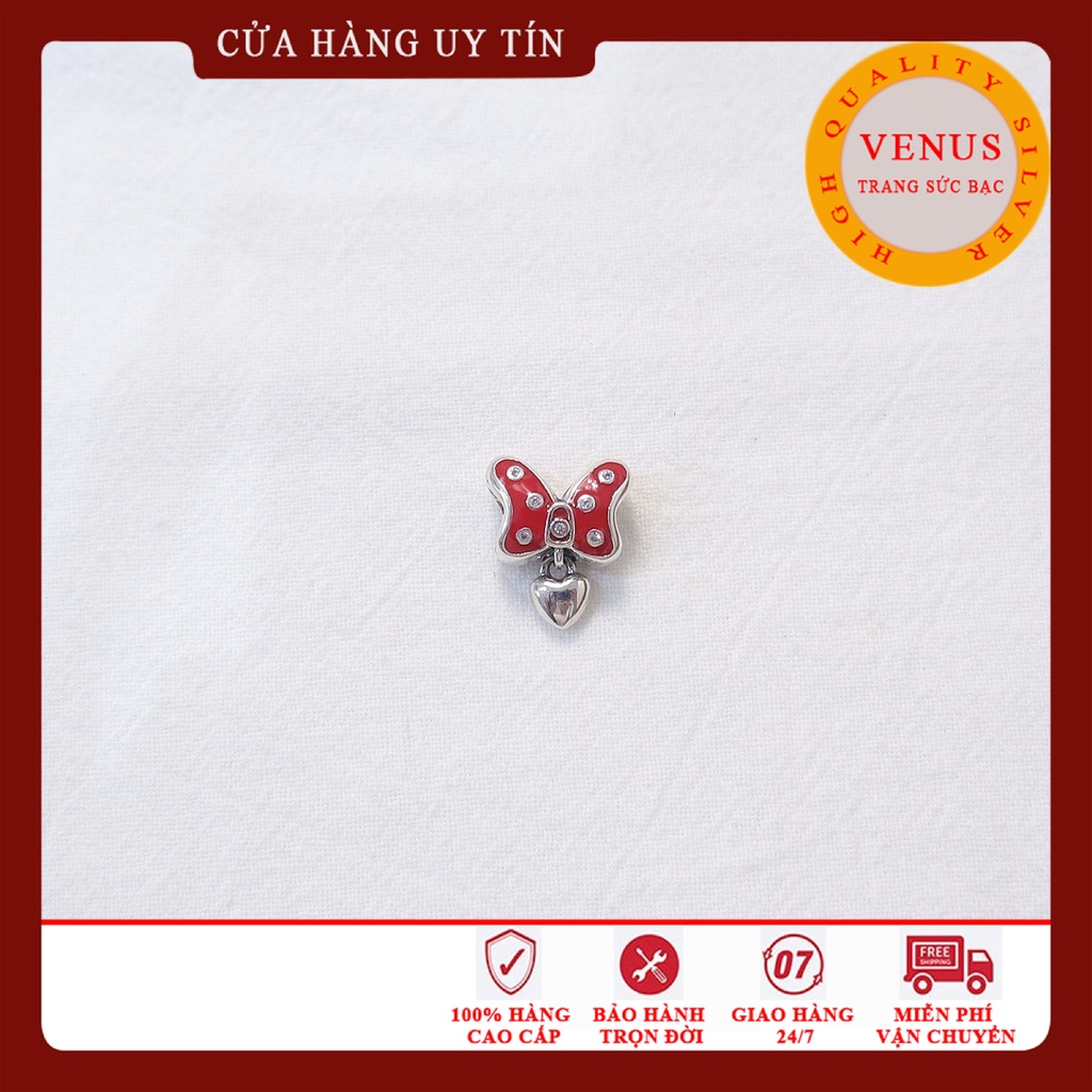 [Charm bạc 925 cao cấp] Charm bạc Buterfly đỏ treo trái tim- Mã sản phẩm VENUSBT