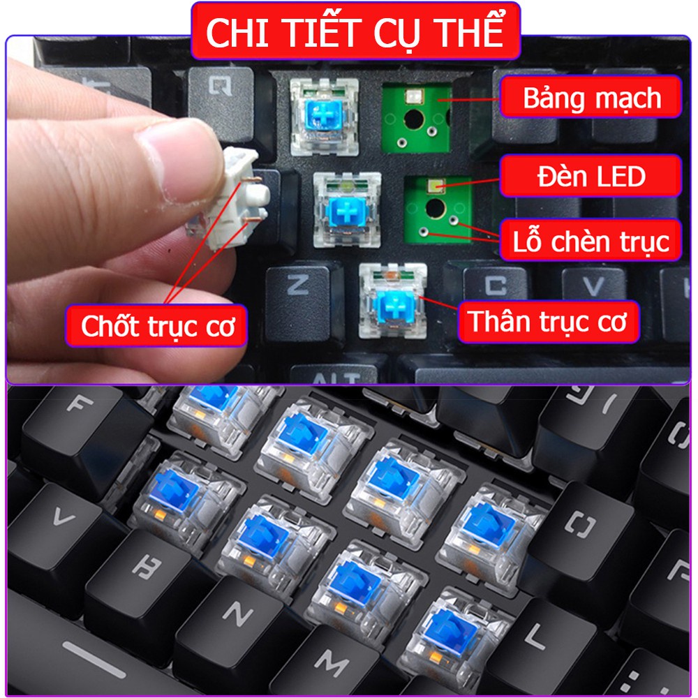 Bàn phím cơ Gaming Crack K400 gõ siêu thích, 87 phím cơ, 9 chế độ đèn LED khác nhau