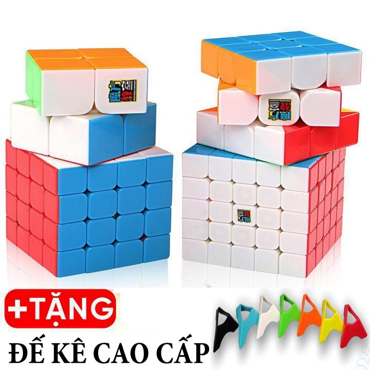 Combo Hộp 4 Rubik Stickerless 2x2 3x3 4x4 5x5 Siêu Xịn