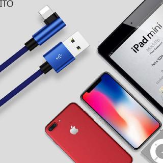90 Degree Nylon Charger USB Fast Charging Cable For iPhone 6/7/8p/XS ito