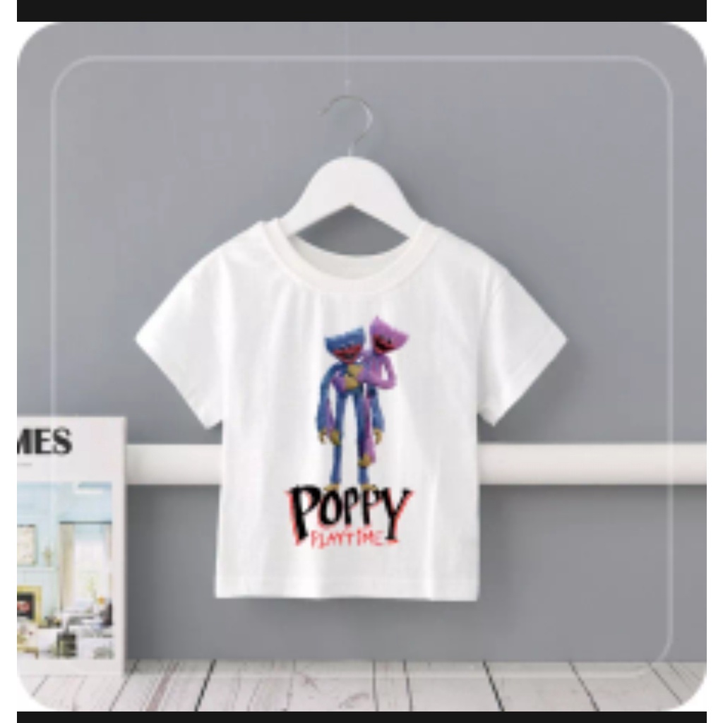 Sale [mua 1 tăng 1] Áo thun cotton cho bé, Poppy Playtime Huggy Wuggy màu trắng cho bé trai, bé gái cực xinh chất cot