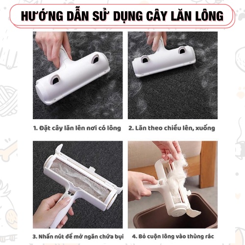 Cây lăn lông tĩnh điện chó mèo - Cây lăn bụi quần áo/lông chó mèo