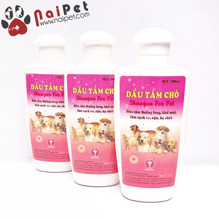 Sữa Tắm Dầu Tắm Chó Dưỡng Lông Khử Mùi Sạch Ve Bọ Chét Shampoo For Pet MH Chai 200ml