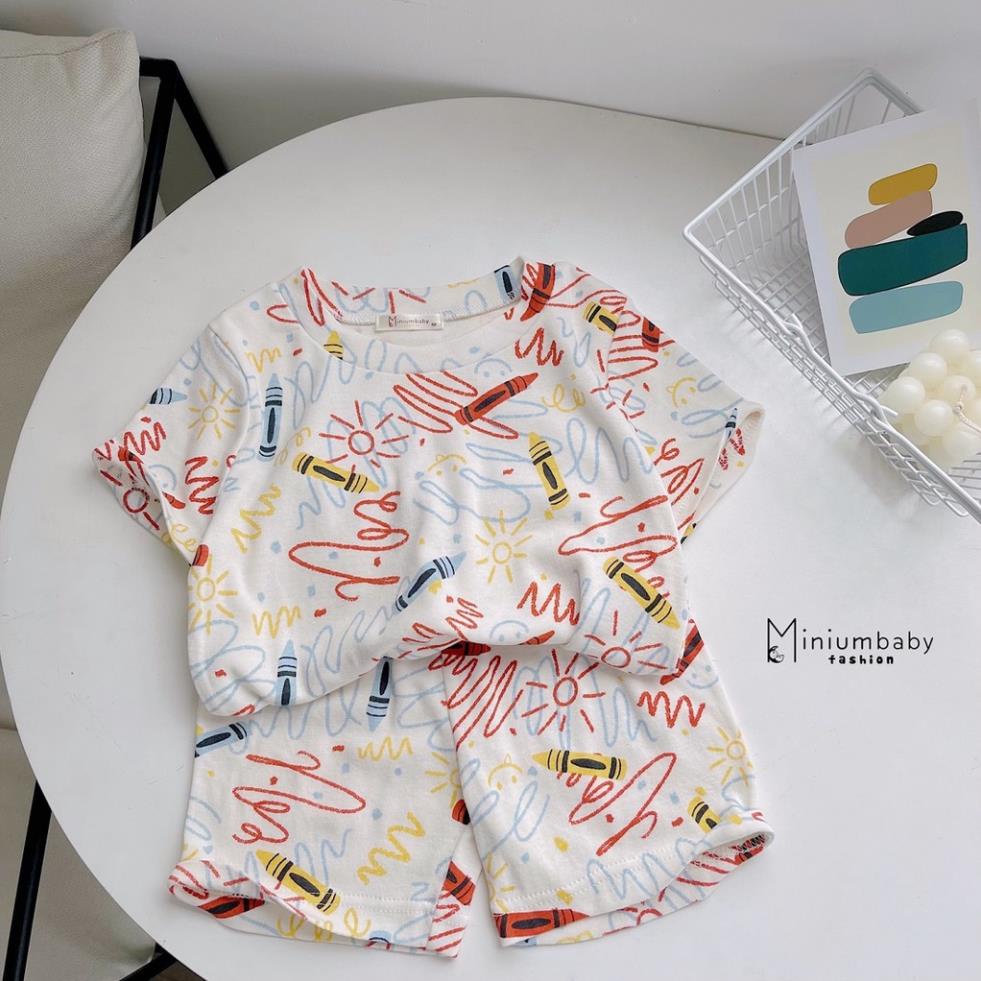 Bộ cộc tay họa tiết hoa quả chất liệu cotton mềm mát cho bé trai, bé gái MiniumBaby-SB1179