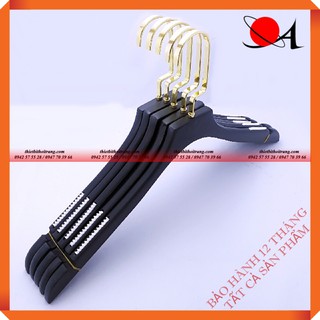 Bộ 5 móc áo bằng gỗ sơn đen có đệm luxury