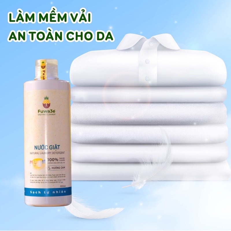 Nước Giặt Hữu Cơ FUWA3E organic sinh học 500ml giặt quần áo đồ lót, an toàn cho em bé chai 500ml