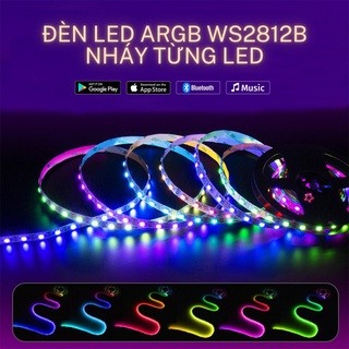 Đèn LED ARGB WS2812B Cảm Biến Nhạc, Kết Nối Bluetooth, Hiệu Ứng Màu Sắc Chuyển Động Sóng Nhạc, Âm Thanh Trực Tiếp