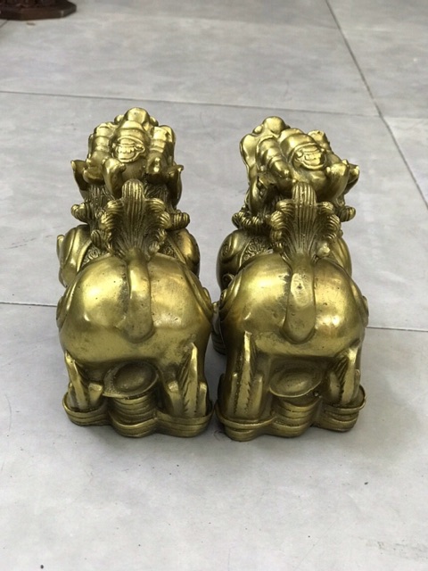 Cặp tỳ hưu như ý chiêu tài vật phẩm phong thủy tài lộc bằng đồng