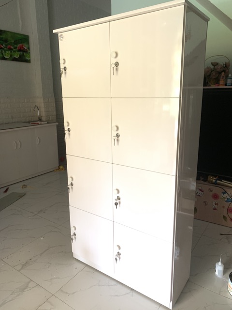Tủ locker nhựa đài loan 84x160 trắng trơn