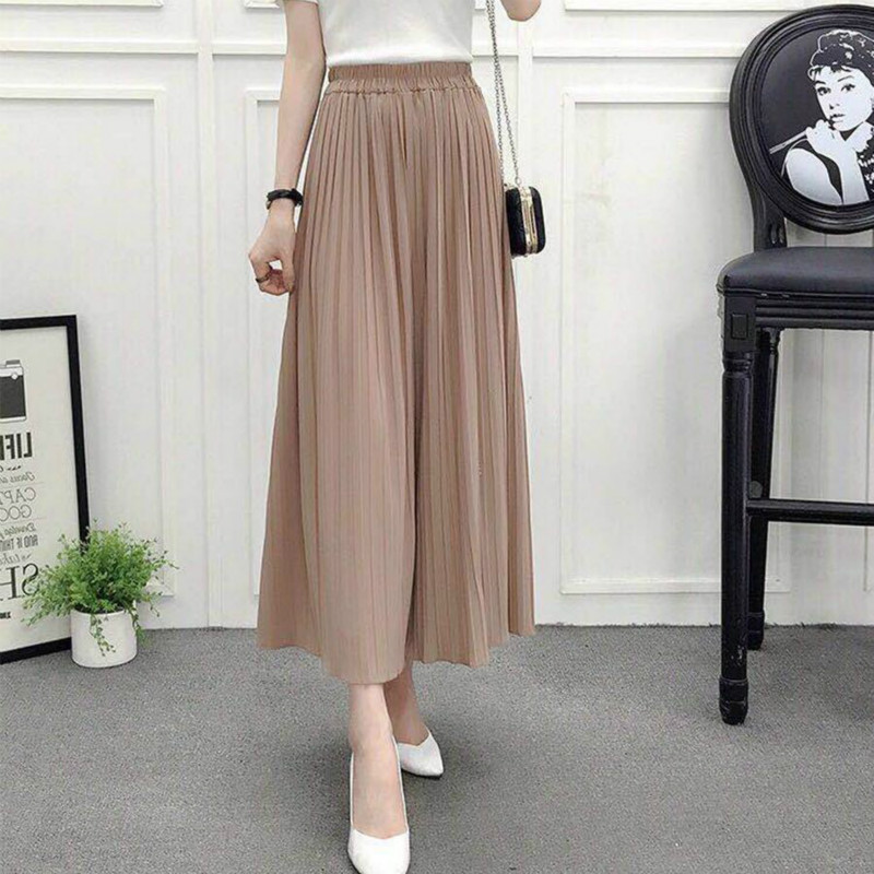Quần Chiffon Chín Tấc Dáng Rộng Lưng Cao Hợp Thời Trang Cá Tính