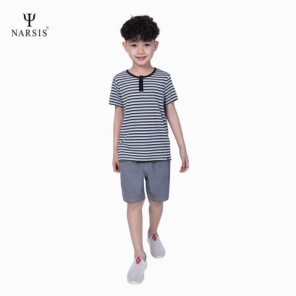 Đồ bộ bé trai mùa hè Narsis KE20911 áo Cotton quần chất kaki hàng thiết kế chính hãng