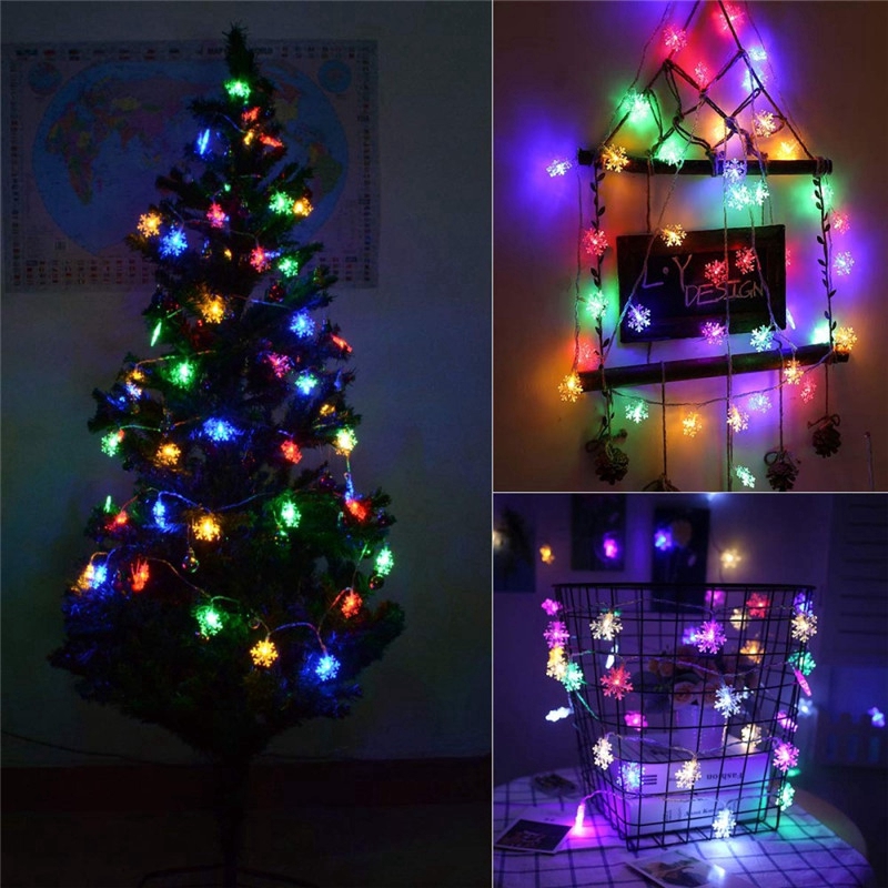 Dây đèn led dài 2.5m gồm 20 bóng hình ngôi sao/ bông tuyết trang trí Giáng Sinh