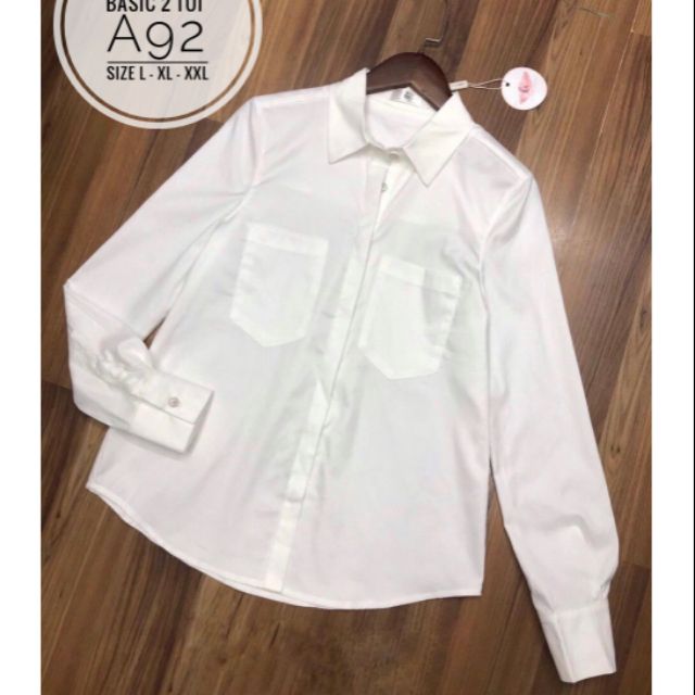 Áo SM trắng basic 2 túi BIGSIZE A92