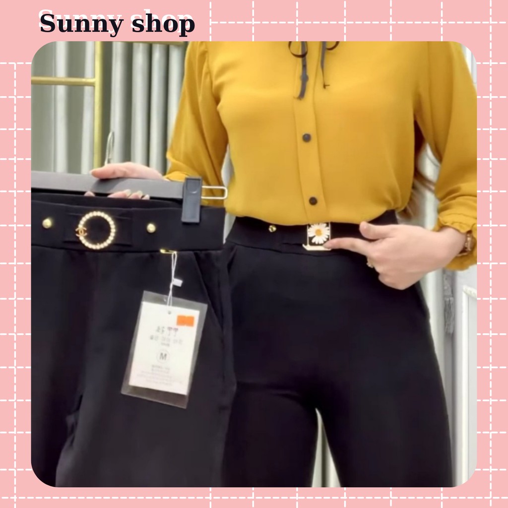 Quần legging nữ ⚡ RẺ VÔ ĐỊCH ⚡ Quần cạp cao đính đá hoa cúc, co dãn 4 chiều, hot trend 2021