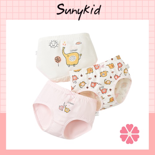 Quần lót bé gái combo 3 quần chíp tam giác trẻ em cotton HC502 thoáng mát kháng khuẩn Sunykid cho bé từ 2-16 tuổi