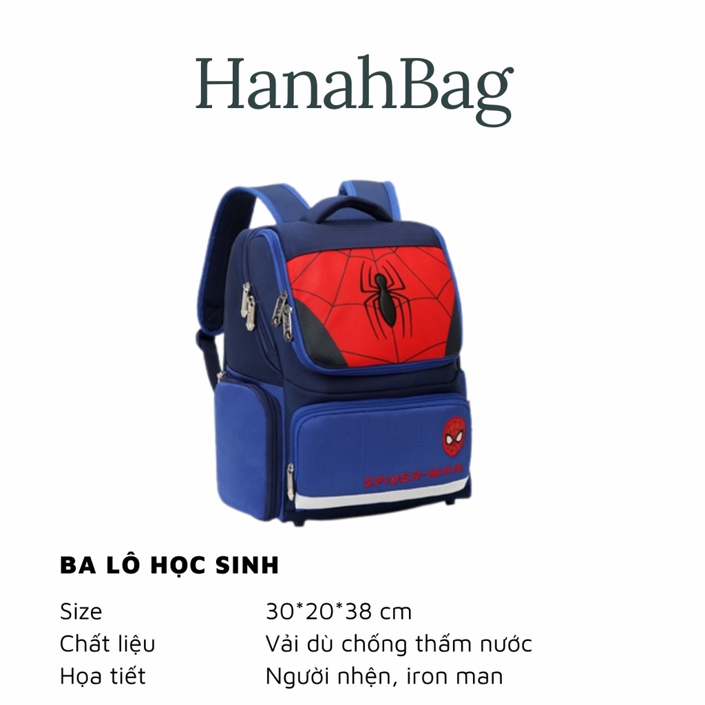 Cặp Học Sinh Disney Siêu Anh Hùng Dành Cho Trẻ Em Tiểu Học Hình Iron Man, Người Nhện Có Phản Quang Bảo Vệ Bế Vào Ban Đêm