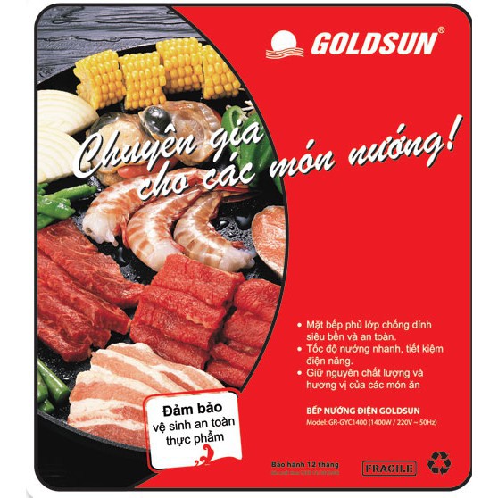 [LOẠI 1 XỊN] Bếp nướng điện Goldsun GR-GYC 1400 Vỉ nướng điện Goldsun