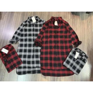 Áo sơmi kẻ caro unisex dáng váy form rộng ( hình ảnh shop chụp )